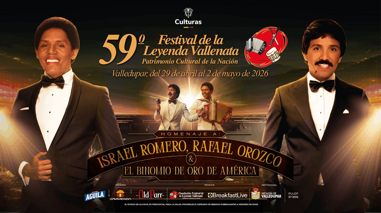 Afiche oficial del 59° Festival de la Leyenda Vallenata 2026