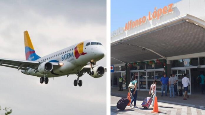 Avión Satena ERJ-145 operando la ruta Valledupar Medellín