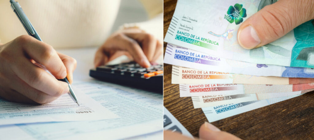 Declaración de renta en Colombia con formulario y dinero pesos colombianos