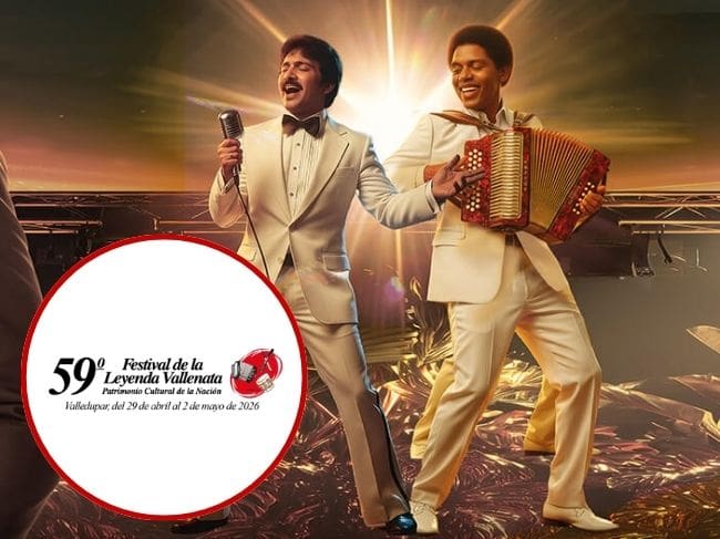 Imagen promocional del 59° Festival de la Leyenda Vallenata en Bogotá con homenaje a Israel Romero, Rafael Orozco y el Binomio de Oro.