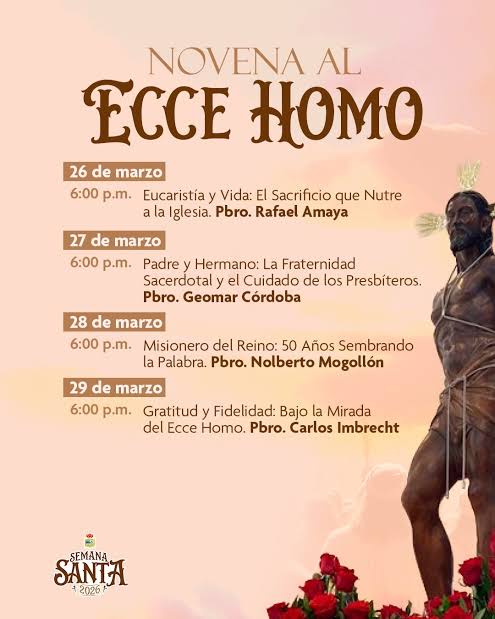 programación novena Ecce Homo Semana Santa Valledupar con fechas del 26 al 29 de marzo