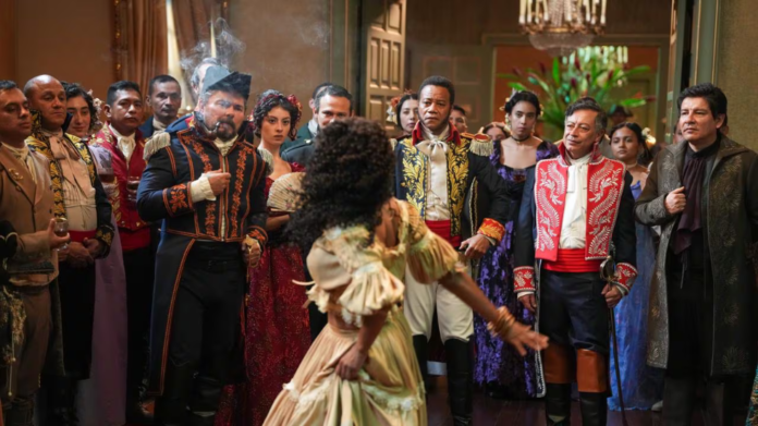 El presidente Gustavo Petro durante la grabación de una película histórica sobre el almirante Padilla.