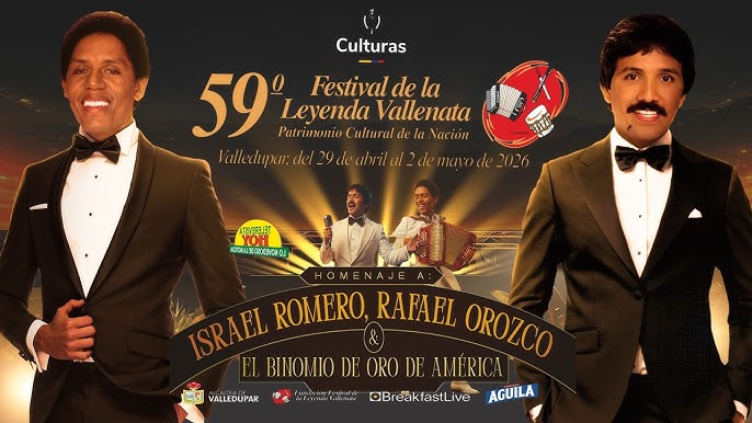 Programación Festival Vallenato 2026 con homenaje a Israel Romero, Rafael Orozco y el Binomio de Oro