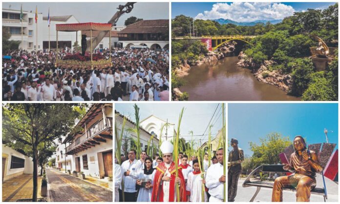 Collage de sitios emblemáticos y tradiciones religiosas durante la Semana Santa en Valledupar