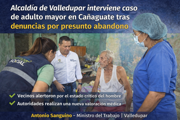 Adulto mayor en abandono en Valledupar recibe atención de autoridades en Cañaguate tras denuncias ciudadanas