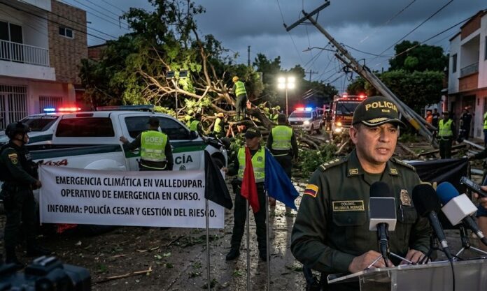 Operativos de emergencia tras el impacto del clima en Valledupar por fenómeno tipo tornado y fuertes ráfagas de viento.