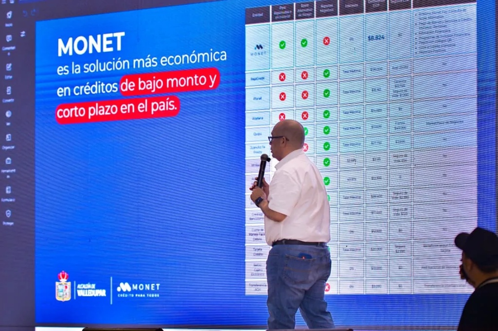 Presentación de los créditos sin intereses Valledupar a través de la plataforma Monet durante la jornada.