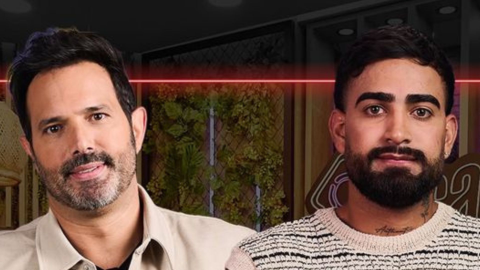 Eidevin López y Alejandro Estrada en el set de La Casa de los Famosos.