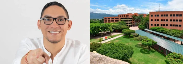 Guillermo Echavarría Gil, rector de la Universidad Popular del Cesar, junto a una panorámica del campus Sabanas en Valledupar. Información oficial sobre la rectoría de la UPC.