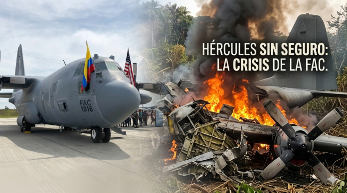 Contraste del avión Hércules FAC 1016 y la escena del accidente del 9 de abril en Putumayo.