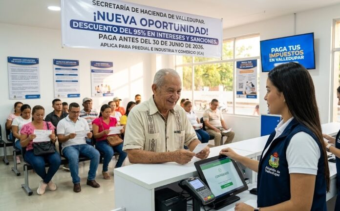 Ciudadanos aprovechan los descuentos en impuestos en Valledupar en las ventanillas de la Secretaría de Hacienda.