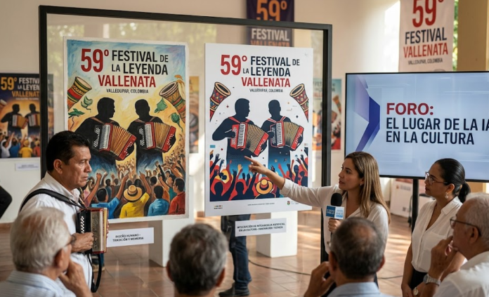 Foro de discusión sobre el papel de la inteligencia artificial en la cultura y el diseño del afiche del Festival Vallenato.