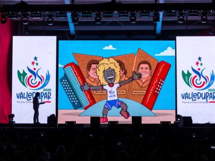 Lanzamiento oficial de los Juegos Parasuramericanos Valledupar 2026 con la mascota y homenaje a juglares vallenatos.