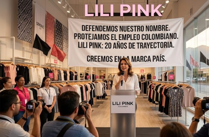 Representantes de Lili Pink emitiendo un comunicado tras la investigación por contrabando y lavado de activos en sus tiendas de Colombia.