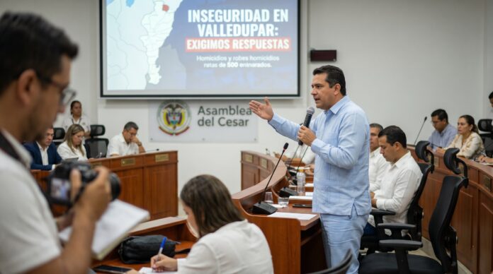 Diputados de la Asamblea del Cesar debaten sobre la crisis de seguridad en Valledupar y exigen respuestas.