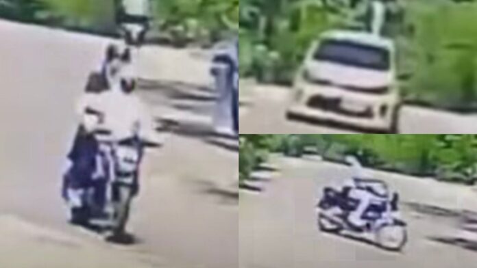 Cámaras de seguridad captan a hombre en motocicleta disparando contra la cárcel ‘La Tramacúa’ en Valledupar.
