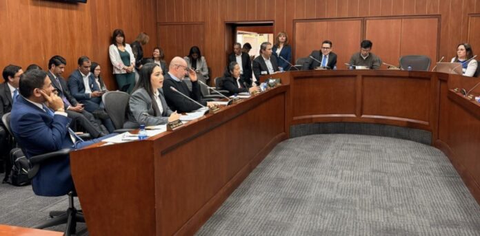 Directora de Corpocesar, Adriana Margarita García, en sesión de control político sobre la Ruta del Sol en Bogotá.