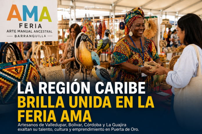 Artesanos de Valledupar, Bolívar, Córdoba y La Guajira exhiben productos culturales en la Feria AMA en Barranquilla.