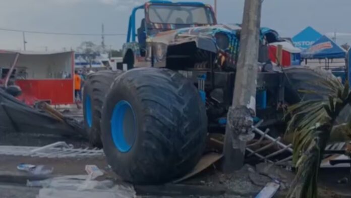 Vehículo tipo 'Monster Truck' involucrado en el trágico accidente durante una exhibición en Popayán.